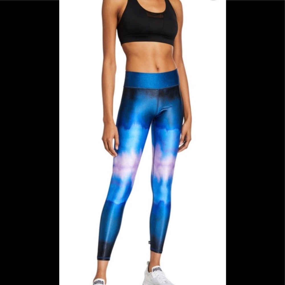NWT Terez Tall band foil leggings Deep Blue SZsm